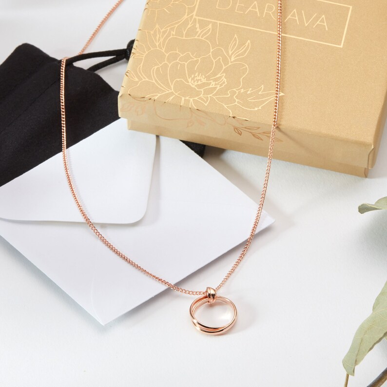 Bday Gift Necklace 2 Linked Circles Gift Idea Jewelry Daughter 10th Birthday Gift for Girls: Birthday Present for Ten Year Old Girl