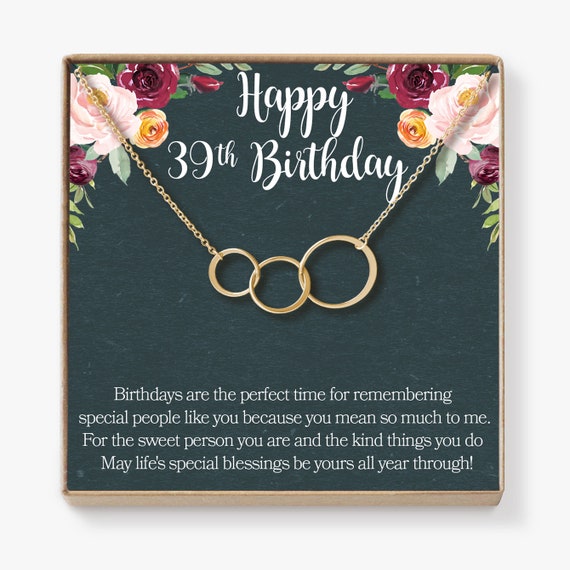 Birthday Gift Dear Ava 39th Birthday Gift Necklace Jewlery Gift for Her 3 Asymmetrical Circles