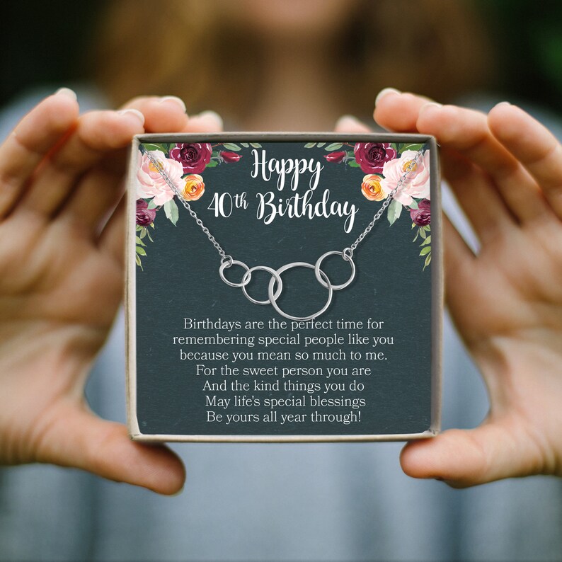 40th Birthday Gift Necklace Birthday Gift Jewelry Gift For Her 4 Asymmetrical Circles