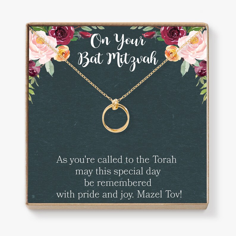 Bat Mitzvah Gift Necklace Jewish Jewelry Mazel Tov 2 Linked Etsy