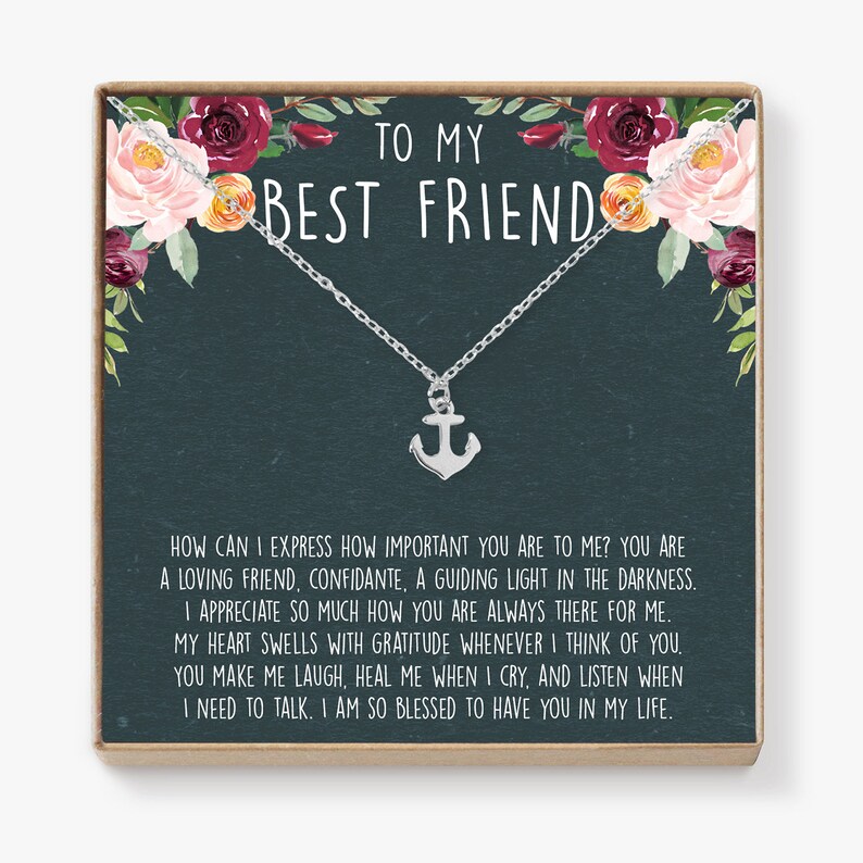 Quotes Friends Forever Anchor Best Friend Gift Jewelry Long Distance Best Friend Necklace: BFF Necklace