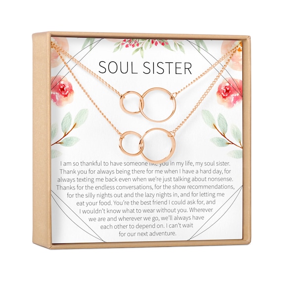 Long Distance Soul Sisters Necklace: BFF Necklace 2 Asymmetrical Circles set of 2 Best Friend Gift Jewelry Friends Forever Quotes