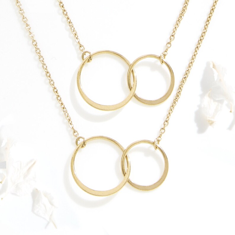 Long Distance Soul Sisters Necklace: BFF Necklace 2 Asymmetrical Circles set of 2 Best Friend Gift Jewelry Friends Forever Quotes