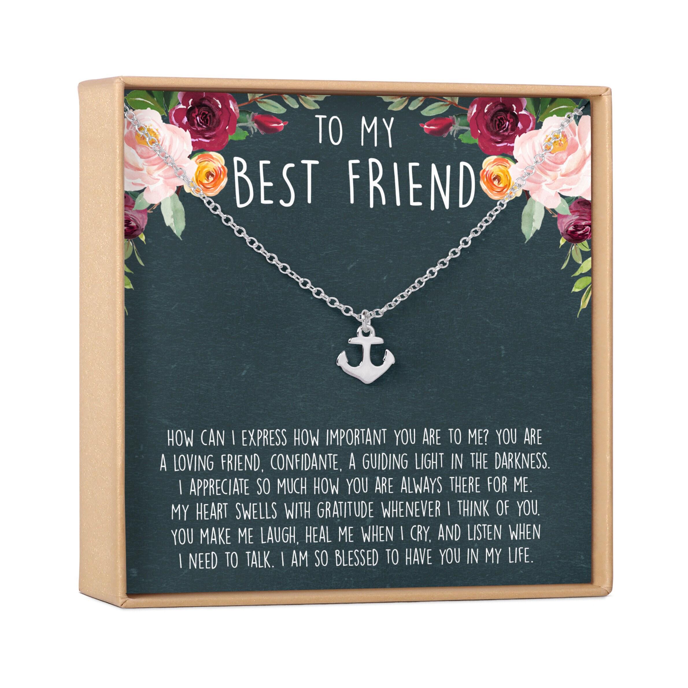 Quotes Friends Forever Anchor Best Friend Gift Jewelry Long Distance Best Friend Necklace: BFF Necklace