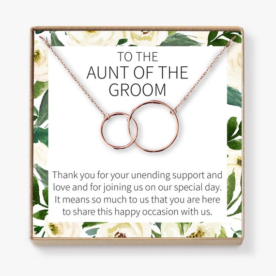 Aunt Of The Groom Gift Necklace Wedding Thank You Bridal Shower Rehearsal Dinner 2 Interlocking Circles