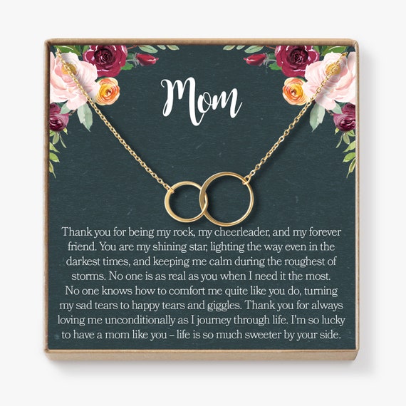 Xmas Dear Ava for Mom: Present Jewelry Necklace 2 Interlocking Circles for Mother