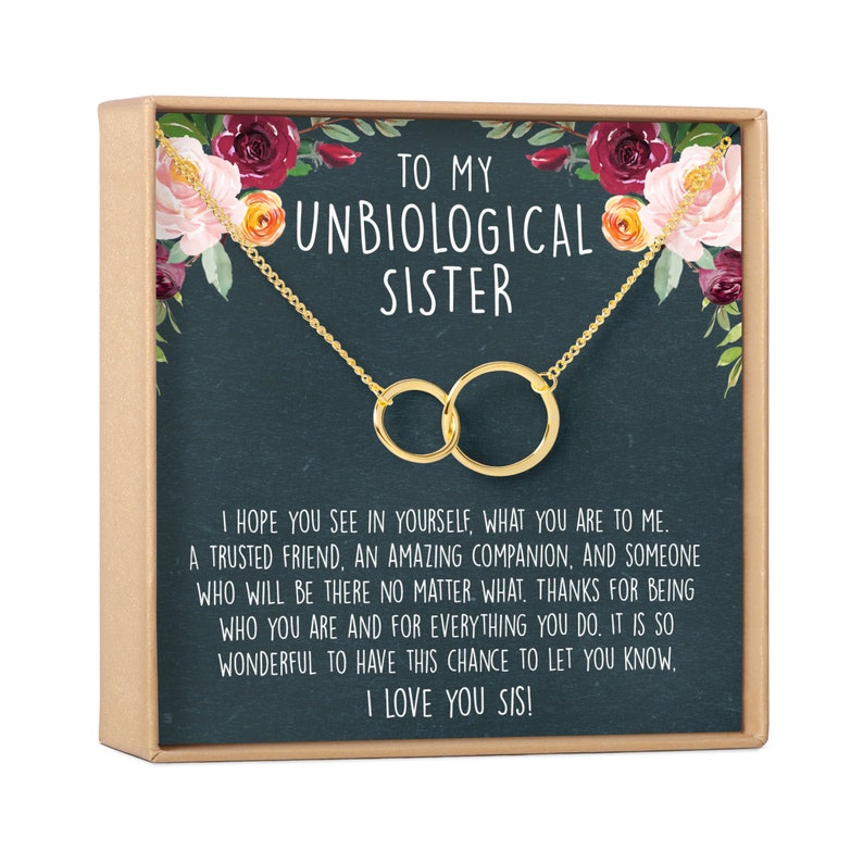 Unbiological Sister Best Friend Gift Jewelry, Long Distance, Quotes, Friends Forever, Double Circles 