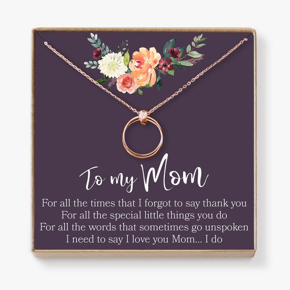 Xmas Dear Ava for Mom: Present Jewelry Necklace 2 Interlocking Circles for Mother
