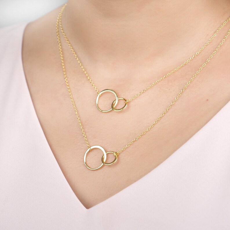 Long Distance Soul Sisters Necklace: BFF Necklace 2 Asymmetrical Circles set of 2 Best Friend Gift Jewelry Friends Forever Quotes