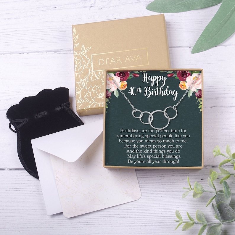40th Birthday Gift Necklace Birthday Gift Jewelry Gift For Her 4 Asymmetrical Circles