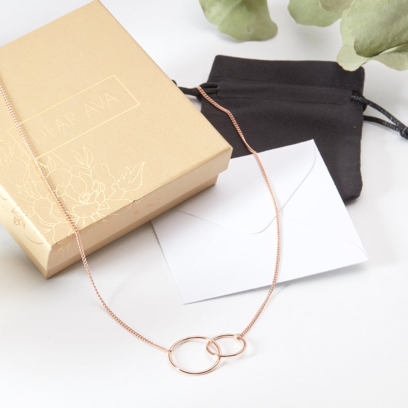 2 Interlocking Circles Best Friend Gift Jewelry Best Friend Necklace: BFF Necklace Friends Forever Long Distance Quotes