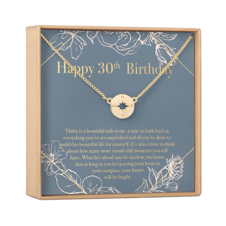 30th Birthday Compass Necklace - Perfect gift for your best friend, sister, niece, cousin, and more on her 30th birthday, Compass 