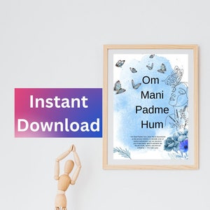 Om Mani Padme hum Stampabile / Download istantaneo Stampa Mantra, Om Chant, Canto Yoga, Stampa Yoga, Decorazione Studio Yoga, acquerello Mantra