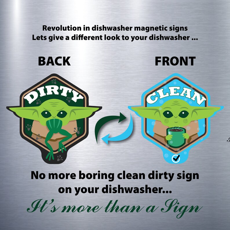 Baby Yoda Clean Dirty Waterproof Dishwasher SignThe Etsy