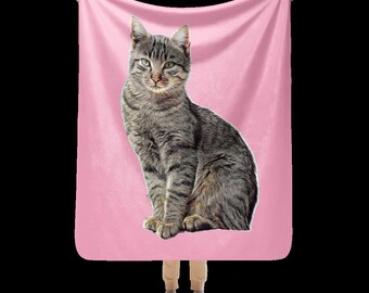 Pet portrait Dog Cat photo Custom Printed Pet Drawing Blanket Printed  USA Sherpa blanket