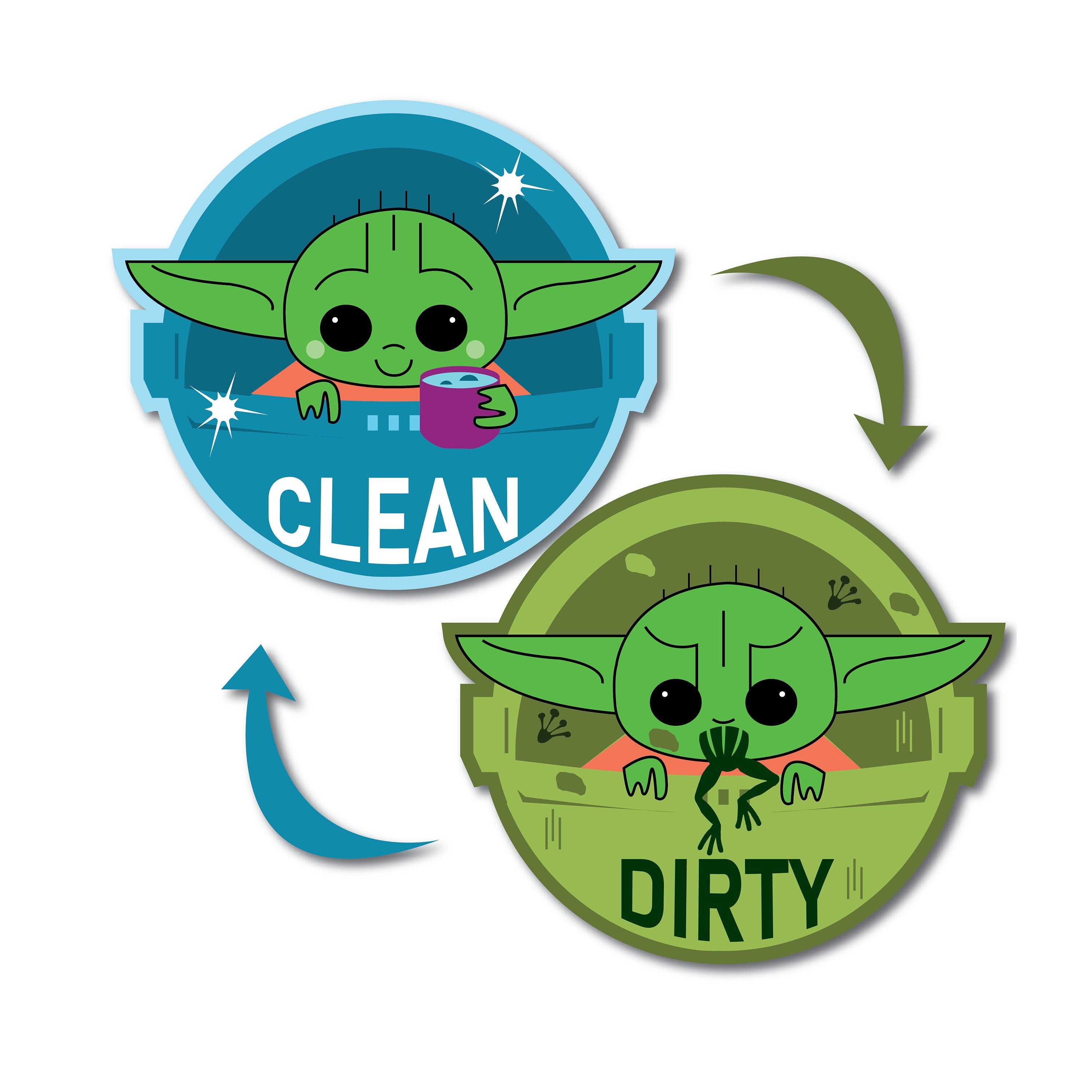 Baby Yoda Clean Dirty Dishwasher With Extra Metal Plate Etsy