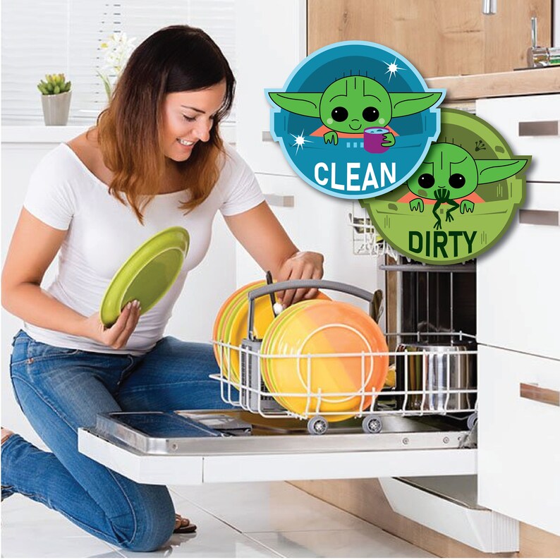 Baby Yoda Clean Dirty Dishwasher With Extra Metal Plate Etsy