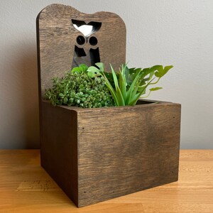 Vintage Mahagoni Übertopf / Holz Übertopf / Eulenspiegel / Box planter / TabletopEr / Vintage Box Planter / Boho Owl / Boho Garden Vibe