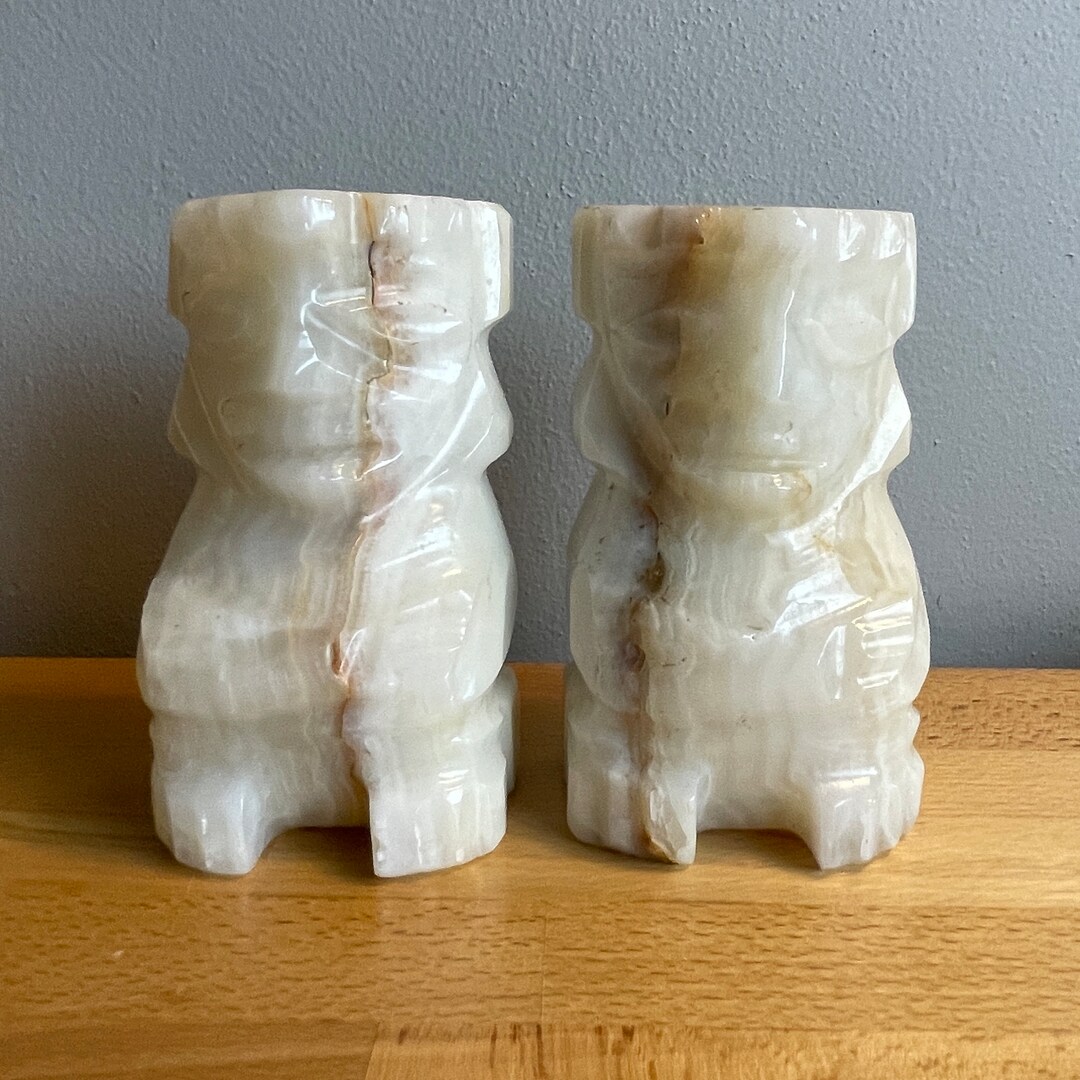 Vintage Carved Onyx Aztec Bookends - Etsy