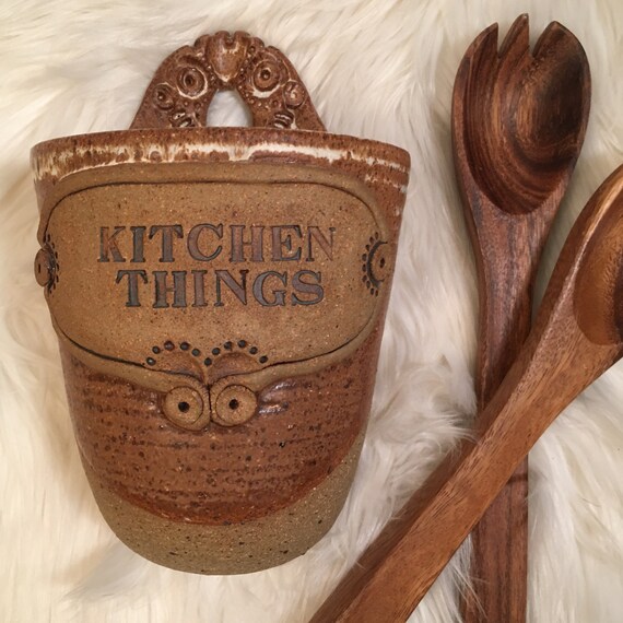 Beautiful Bohemian Decor Vintage Studio Pottery Utensil Holder Etsy