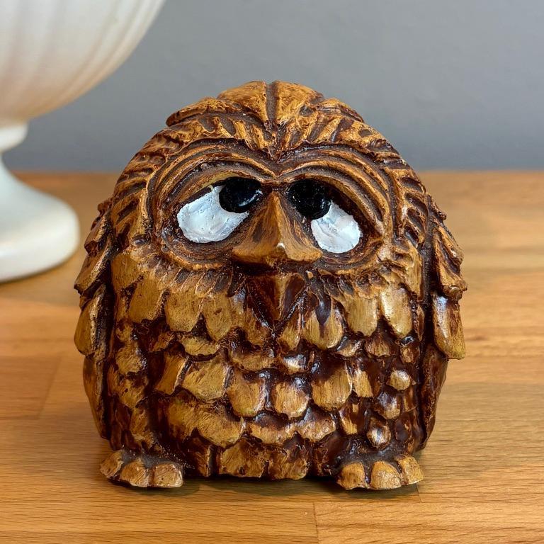 Vintage Bill Vernon Owl Sculpture for Shade Tree Creations 1980