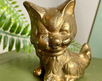 Weird Little Vintage Brass Cat