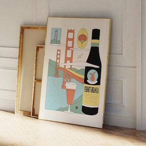 Cartel de San Francisco / Cartel de Fernet / Obra de arte del puente Golden Gate (8x10, 11x14, 12x16, 16x20, 18x24)