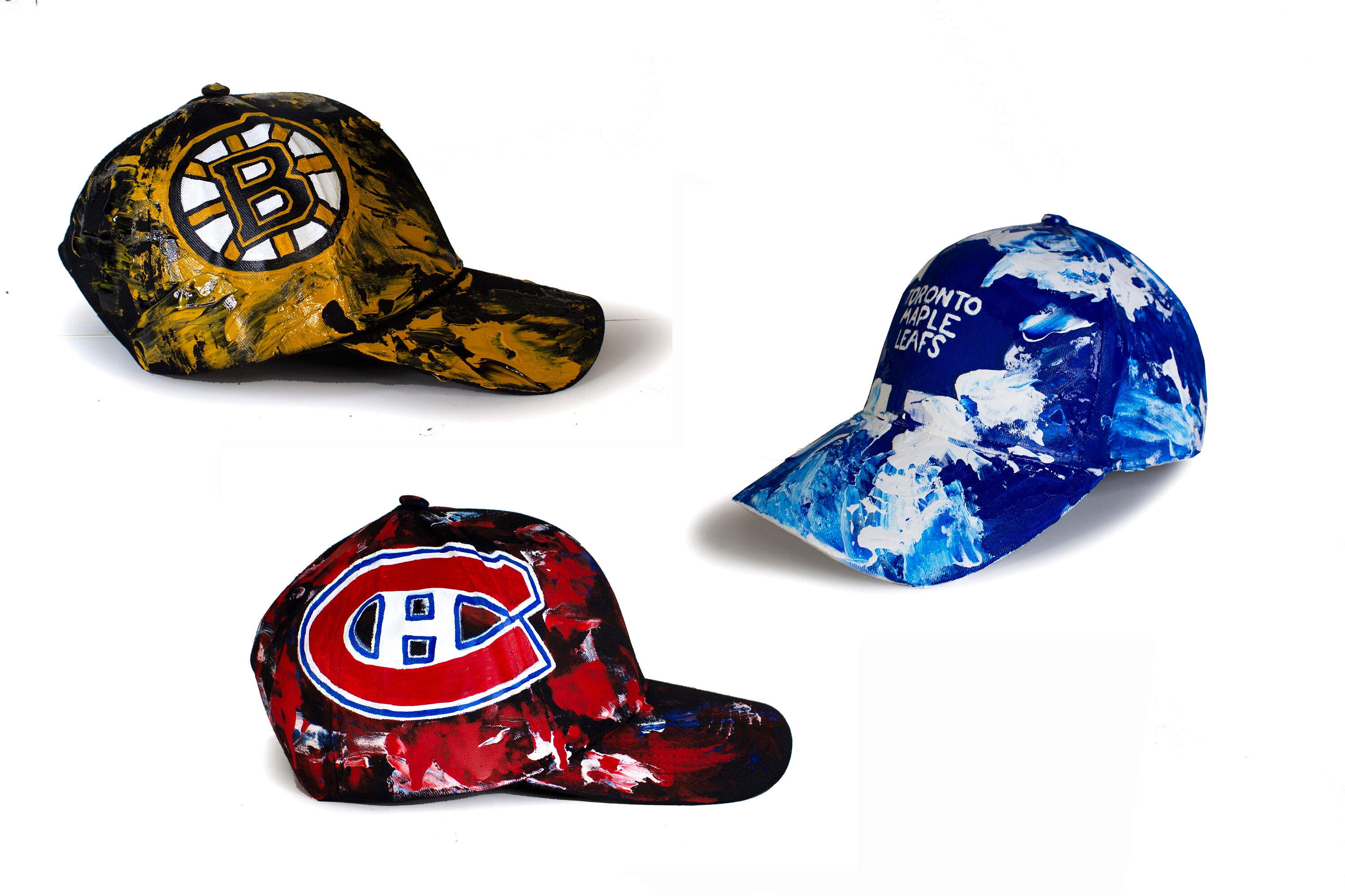 Custom Hand Painted Hockey Team Hats Nhl Playoffs Sports Etsy