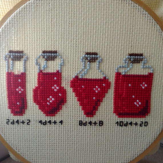 Health Potion D D Cross Stitch Needlepoint Healing Potion Etsy