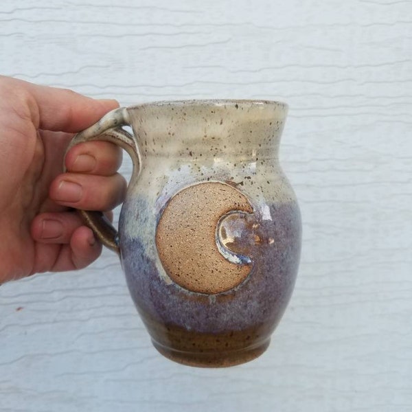 Moon mug, handmade coffee mug, moon phase gift, moon phases, tea mug, unique coffee mug, ceramic mug, rhino pottery