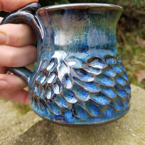 Blue mug, handmade mug, handmade pottery, pottery, pottery with carvings, blue, ceramics, homemade gifts