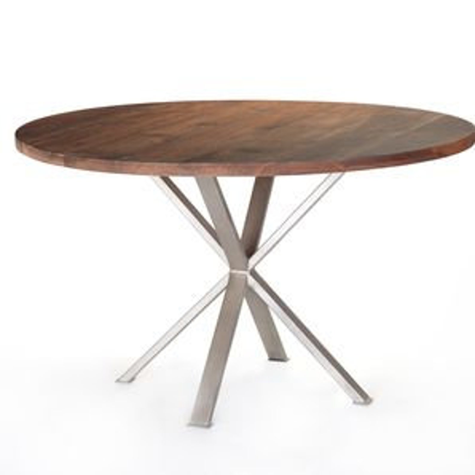 Modern Industrial Round Dining Table Solid Walnut Crossed X - Etsy