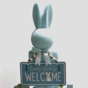 Nutcracker Flocked Bunny Centerpiece, Spring Bunny Tabletop Decor, Easter Bunny Decor, Nutcracker Collection, Baby Shower Centerpiece