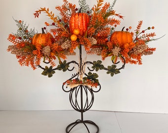 Pumpkin Centerpieces, Pumpkin Stands, Fall Pumpkin Decor, Pumpkin Trio, Fall Centerpieces, Thanksgiving Harvest Table Decor
