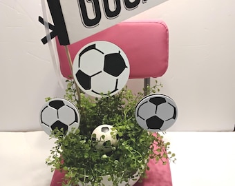 Soccer Ball Party Centerpiece Decor, Pink Stadium Seat Soccer Centerpiece, Soccer Ball Gift, Soccer Goal Table Decor, Soccer Room Decor