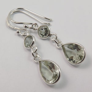 Natural Green Amethyst Earring, 925 Sterling Silver Earring, Green Amethyst Jewelry, Gift For Her, Handmade Earring