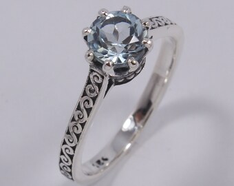 Blue Topaz Ring, 925 Silver Topaz Gemstone Ring, Topaz Prong Set Ring, Boho Ring For Women, Vintage Ring, Christmas Gift Ring For Women