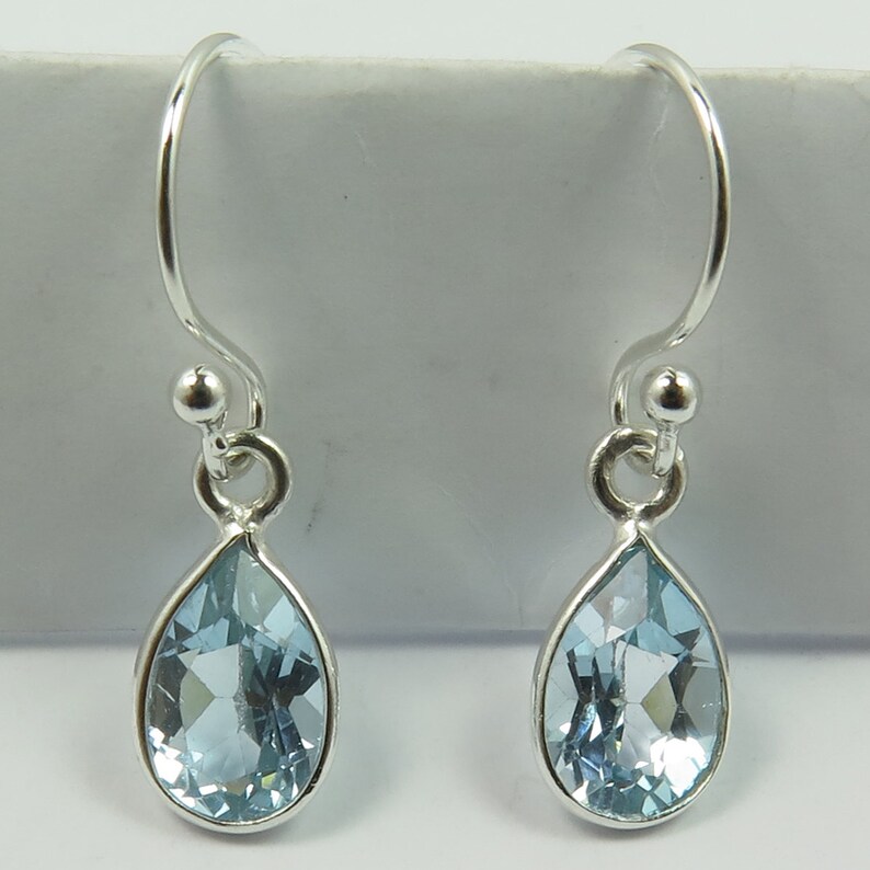 925 Solid Sterling Silver Jewelry Earring Natural BLUE TOPAZ - Etsy