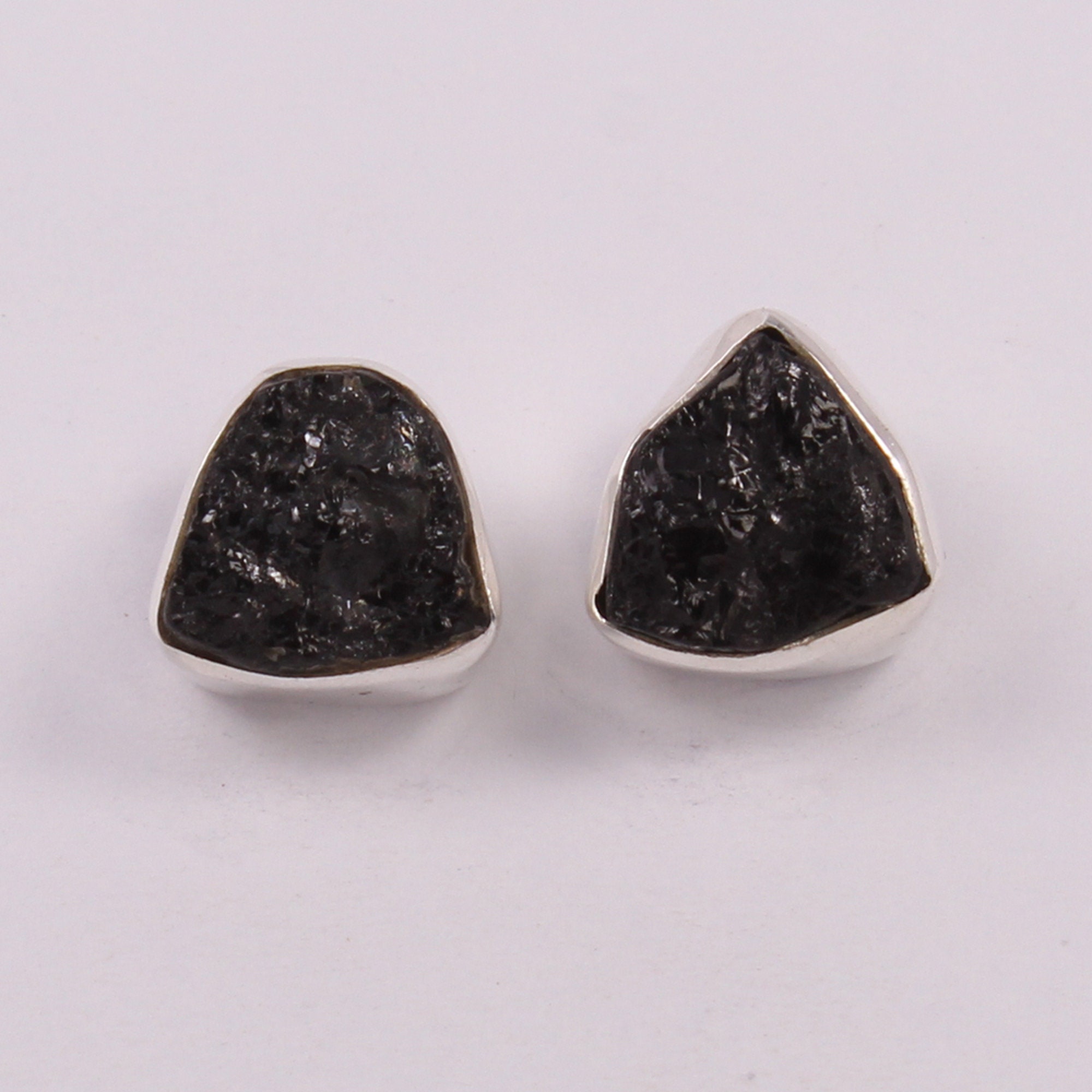 Raw Tourmaline Stud Earrings Black Tourmaline Earrings Raw Etsy UK