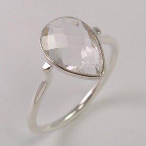 Clear Quartz Ring, 925 solid sterling silver ring, Natural Gemstone, Crystal Quartz Gemstone Ring, Handmade Ring Jewelry
