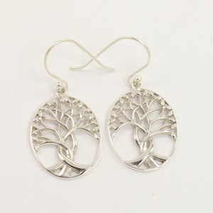 Tree Of life Earrings 1 3/8 Inches, Plain no stone, Dangle earring 925 sterling silver jewelry without stone, designer jewellery earrings