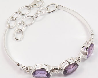 Amethyst Bracelet, Purple amethyst bracelet, Sterling Silver bracelet, dainty silver bracelet, February Birthstone Gift