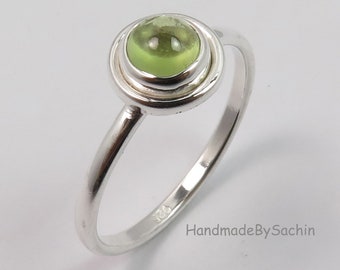 Peridot Silver Ring, 925 Sterling Silver Ring, Dainty Ring, Gemstone Ring, Engagement Ring, August Birthstone, Boho Ring, Gift for Mom