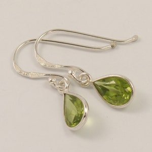 Beautiful Natural Peridot Earrings, Solid Sterling Silver Dangle Earrings, Pear Top Quality Handmade Gemstone, Bridal Earrings, Women Gift