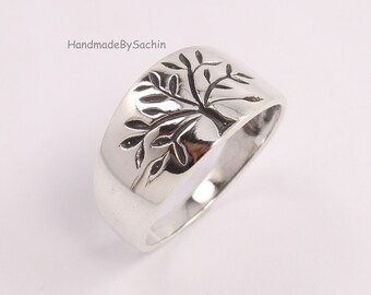 100% Quality Guarantee, Tree Of Life Ring, Spinner Ring, Sterling Silver Ring for Women, 925 Sterling Ring, Meditation Wide Band Gift