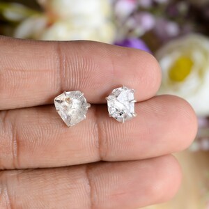 Herkimer Diamond Earrings, Raw Diamond Earrings, Herkimer Studs, Dainty Earrings, Raw Stone Earrings, Silver Stud Earrings, Raw Birthstone