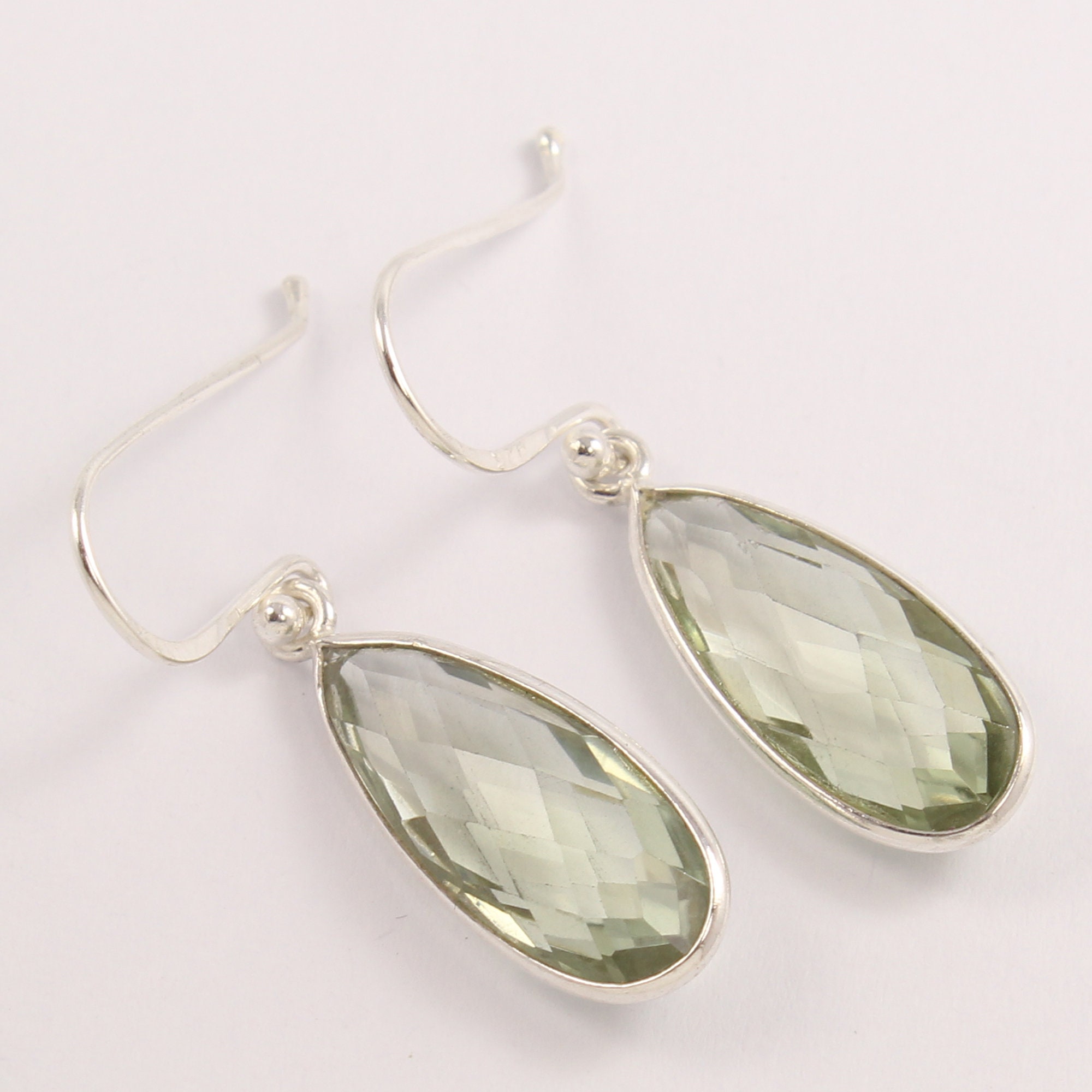 Natural Green Amethyst Earrings earrings for her 925 sterling Silver Earrings drop earrings jewellery gift for her