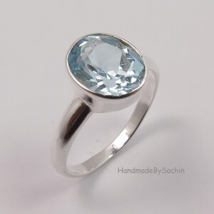 Gift For Loved Ones Choose Any Size Ring Natural BLUE TOPAZ Gemstone 925 Sterling Silver Jewelry Handmade