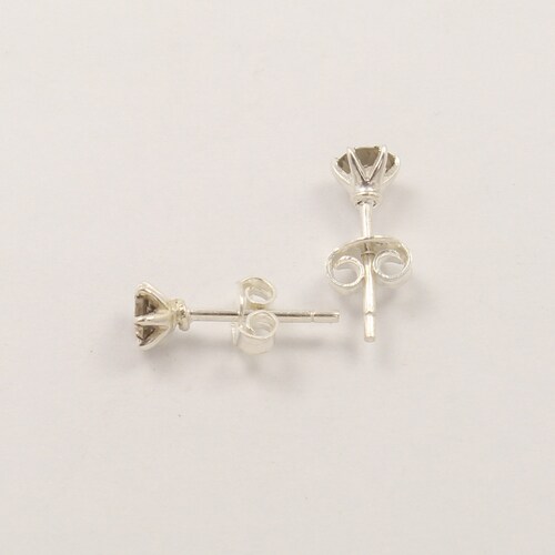 Natural Smoky Quartz earring 6 prong setting ! 4, 5, 6 mm round stones studs earrings, Best Gift for Loved Ones shops ! choose size from variation