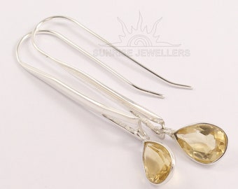 Genuine Citrine Earrings, November Birthstone Earrings in Silver, Pear Faceted, Citrine Silver Jewelry, Gift for Women